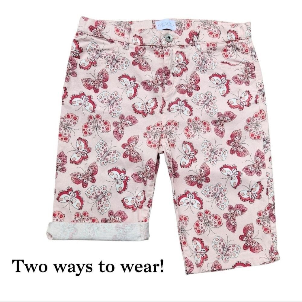 The Children Place Girls Shorts Skimmer Butterflies Pink Adjustable Waist Siz 14 - Picture 4 of 14